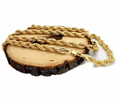 Mens Rope Chain Necklace 8mm 20  Inches 14k Gold Plated • $15.50