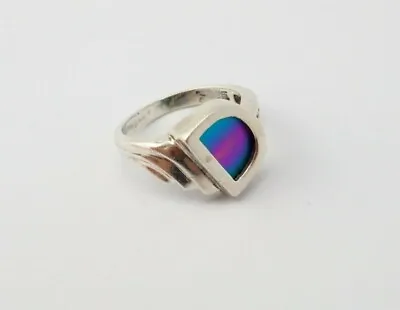 Vintage Sterling Silver Monogram  D  Rainbow Niobium Ring Signed Size 6 • $30