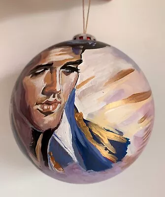 Young Elvis Presley Hand Painted Christmas Ornament One Of A Kind Large 8” Ball • $44