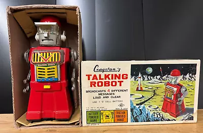 Yonezawa Japan Cragstan Talking Robot  Vintage Tin Litho Battery Toy 1960's • $995