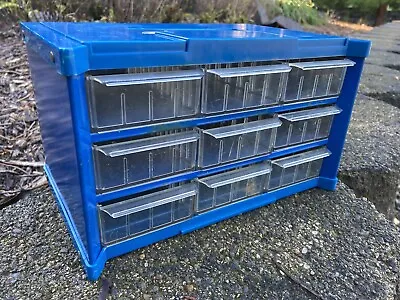 Vintage Metal & Plastic Small Parts Storage Cabinet - 9 Drawers - Carry Handle • $19.80