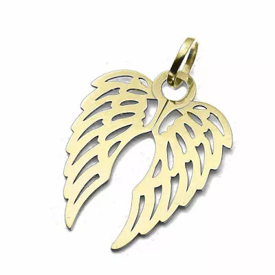 Solid 375 9ct Yellow Gold Guard Angel Double Wing Pendant For Necklace G22PG • £66