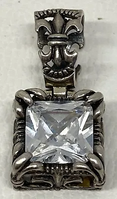 Vintage Silpada Sterling Silver Square CZ Fleur De Lis UPTOWN Pendant S0979 6.2g • $33.99