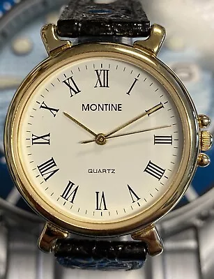 Vintage Montine Gold Tone Quartz Mens Watch WOW! • $60