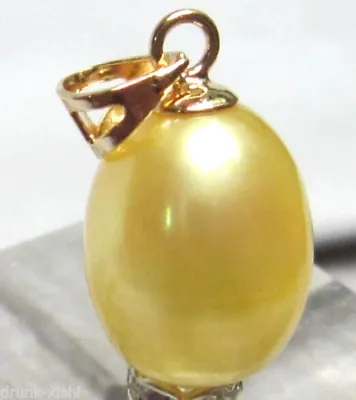 Gorgeous 9.5-13 MM AAA South Sea Golden Pearl Pendant 14k Yellow Gold P  • $16.99