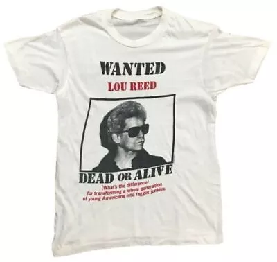 Vintage 80's Wanted Lou Reed Shirt Short Sleeve White NN5633 • $6.78