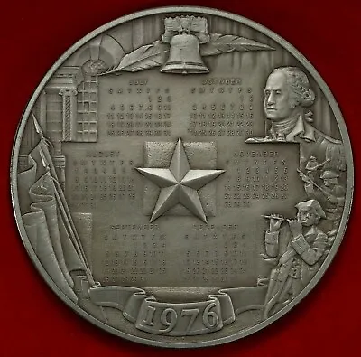 1976 Franklin Mint 4500 Grains Sterling Silver Calendar & Art Medal .925 76mm • $349.95