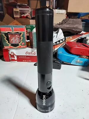 BOSCH MAGLITE 10” Inch Vintage Flashlight Black - Uses 2 D Cell Bats USA - Works • $18.90