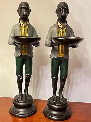 VINTAGE BRONZE ART DECO BUTLER Pair 12  Figurines Primate Monkey • $136.50