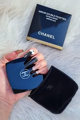 New CHANEL Designer Double Mirror Duo Makeup Pocket Portable Travel Compact • $36