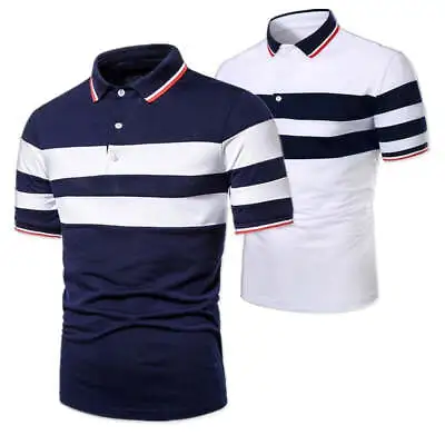 Men's Short-sleeved T-shirt Fashion Two-color Stitching Big Body Design Casual M • $26.47
