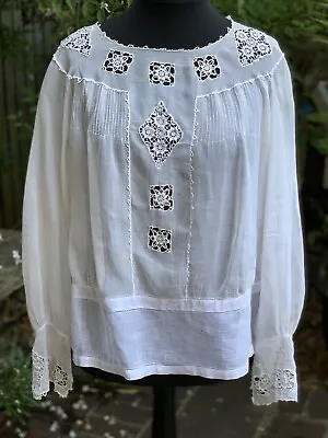 Edwardian Shirt White Cotton Small • £55