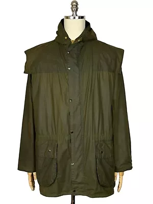 Vintage Barbour Tartan Lined Durham Olive Green Wax Jacket Size C46 • $171.12