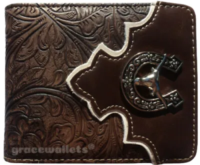 Longhorn Men Wallet Western Check Book Style W090-6 Brown • $9.99