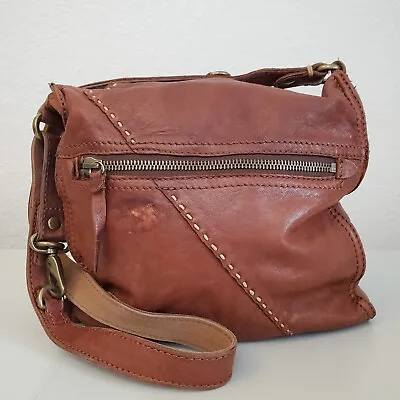 Lucky Brand Abbey Road Whiskey Lambs Leather Foldover Crossbody Messenger Bag • £61.76