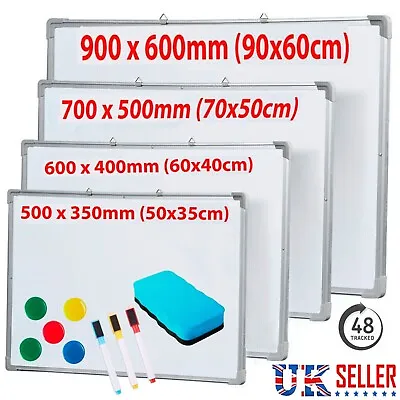 Magnetic Whiteboard Small Large White Board Dry Wipe Notice Office School Home • £8.89