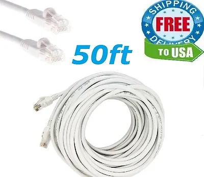 $6.45 • Buy 50 FT RJ45 Cat5 Ethernet LAN Network Cable For PC PS Xbox Internet Router White