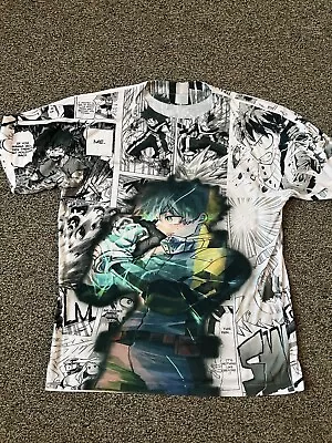 VTG Anime All Over Print T Shirt My Hero Academia Large L Cartoon Promo • $29.95