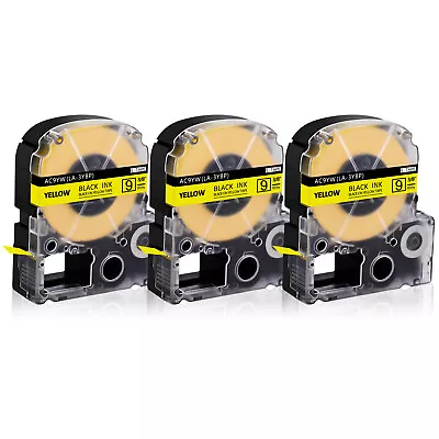 3PK Fits EPSON K-Sun 209BY 209BYPX 9mm Tape Black On Yellow Label 0.35  • $12.59