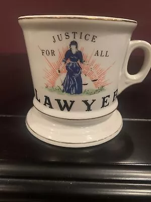 Vintage Justice For All Lawyer Lady Justice Mug Cup Shaving Coffee • $22