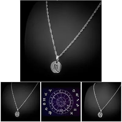 Unisex Trendy 12 Constellation Zodiac Charms Pendant Necklace Jewellery Gift UK • £3.99