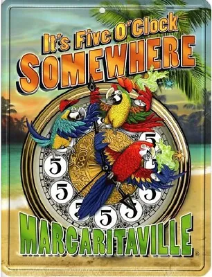 It's Five O'clock Somewhere Margaritaville Embossed Metal Novelty Parking Sign • $17.99