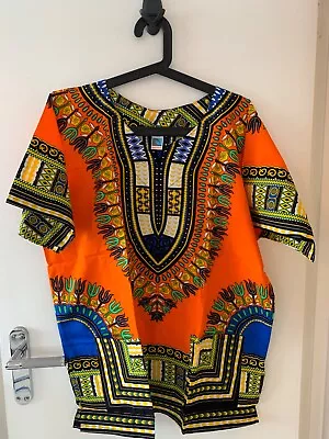 £15 • Buy Mens Medium ORANGE Dashiki Shirt - Festival - Summer - Colourful - African - 