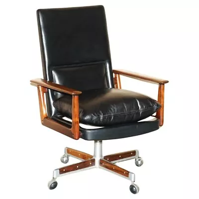 Restored Danish Arne Vodder For Sibast Model 419 Rosewood Leather Office Chair • $5532.91