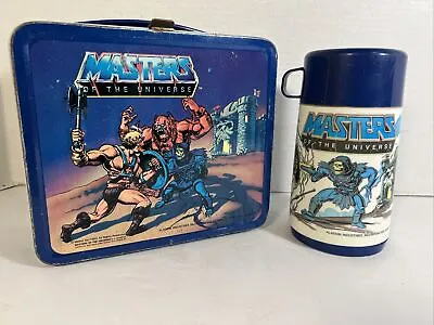 Vintage Aladdin 1984 He Man & Masters Of The Universe Metal Lunchbox And Thermos • $79.99