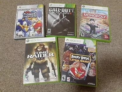 Xbox 360 Lot Of 5 Games Sonic Heroes COD Black Ops 2Tomb RaiderMonopolyAngry • $29.99