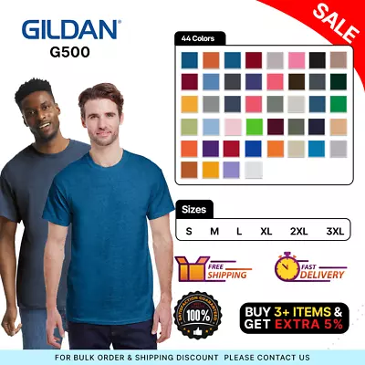 Gildan G500 Mens Short Sleeve Heavy Cotton Stylish Plain Casual T-Shirt • $14.42