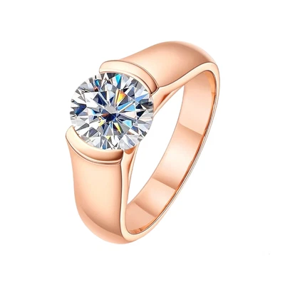 £106.52 • Buy NEW 2ct D Colour Moissanite Solitaire Ring Sterling Silver 18K Gold Plated Ring