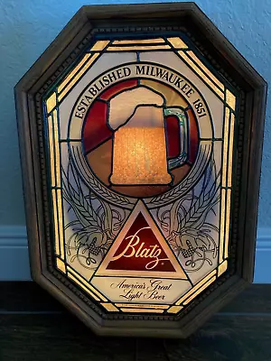 Motion Beer Sign Blatz 1982 Stained Glass Display • $149