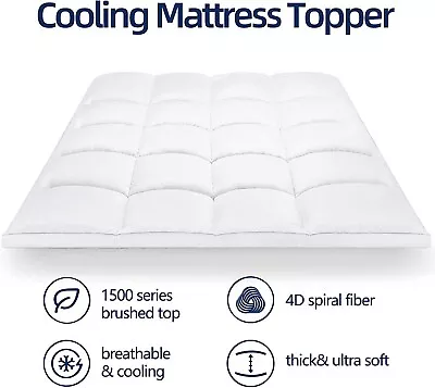 Queen Size Cooling Mattress Topper For Back Pain Extra Thick Mattress Pad Cover • $48.99