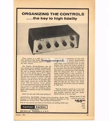 1956 Harmon Kardon Prelude Model PC-200 Hi-Fi- Amplifier VINTAGE Print Ad • $8.95