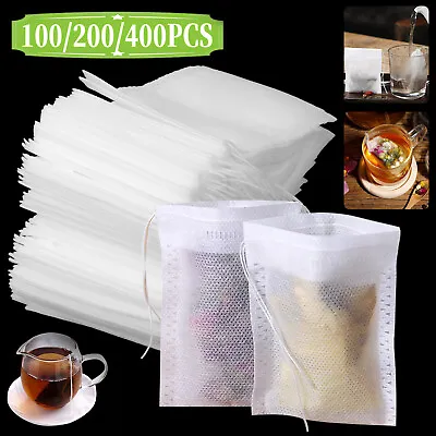 $15.48 • Buy 400pcs Disposable Filter Drawstring Flip Empty Heat Seal Teabag Herb Loose Spice