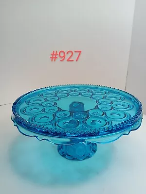 L.E. Smith Moon And Star Skirted Cake Plate (No. 5232) - Colonial Blue • $30