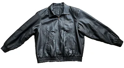 VTG Joshua Ross Black Leather Motorcycle Jacket  XL Men's • $45.99