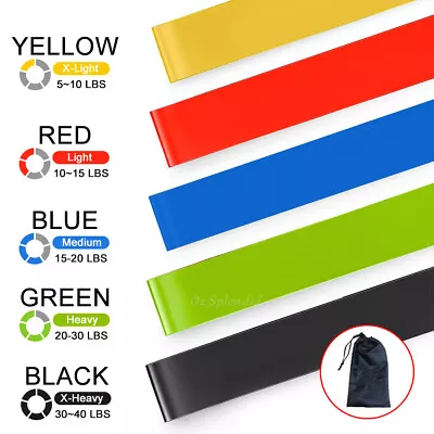 5PCS Resistance Bands Power Heavy Strength Exercise Fitness Gym Crossfit Yoga • $7.34