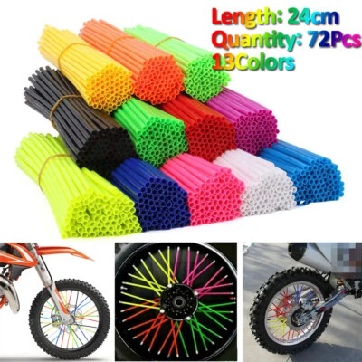 $5.89 • Buy 72Pcs Motorcycle Dirt Bike Spoke Skins Covers Wraps Wheel Rim Guard Protector US