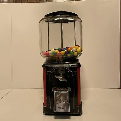 Victor Topper? 1 Cent Penny Gumball Vending Machine W/Square Glass Globe No Key • $149.99