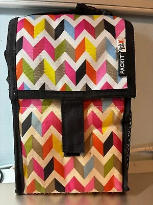 PACKIT Freezable Lunch Bag French Bull Collection Rainbow Chevron Design • $17.99