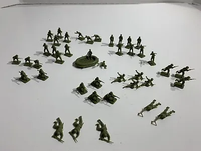 Lot Of 43 Miniature US Infantry Troops With Raft WWII Era Plastic Unpainted • $19.99