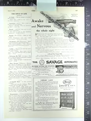 1914 ADVERTISING For Savage Auto Pistol Gun Handgun & Macey Library Book Cases • $15.50