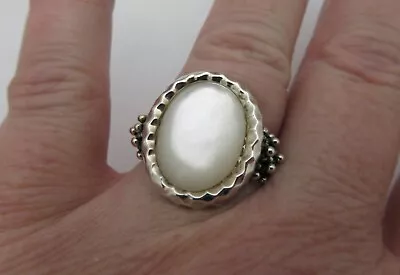 Michael Dawkins 925 Sterling Silver Mother Of Pearl Ring Size 6 Designer Unique • $55