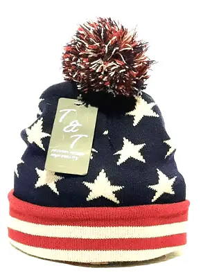 Patriotic Winter Cap - Flag-look - OSFM - Pom Pom T&T Unisex • $11.70