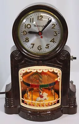 Vtg Master Crafters Clock Merry Go Round 920 Lighted Electric Bakelite See Video • $56