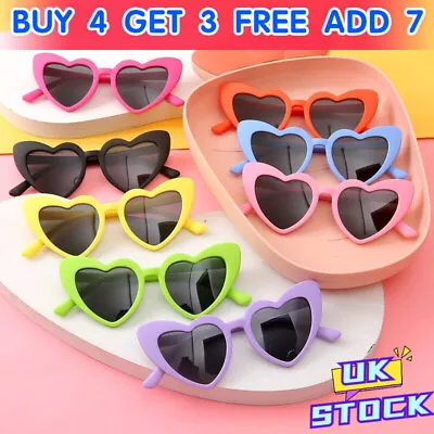 Retro Love Heart Shape Sunglasses UV400 Cat Eye Women Kids Vintage Glasses UKHot • £2.89