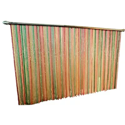 BEADED 60s Mid-Century Rainbow Multi-color Plastic Unique Bead Rare Curtains • $149.99