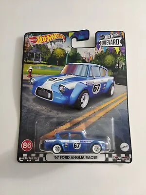 New 2023 HOT WHEELS MODEL BOULEVARD #86 ‘67 FORD ANGLIA RACER 105E BLUE BRITISH • $17.60